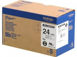 Brother HGe-251V5 24mm Black on White Labelling Tape